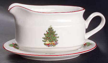 American Christmas Tree (White) Gravy Boat & Underplate