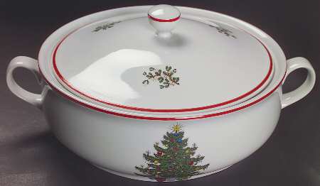 American Christmas Tree (White) Round Covered Vegetable