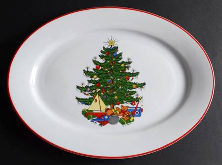 American Christmas Tree (White) 14" Oval Serving Platter