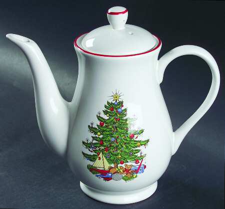 American Christmas Tree (Cream, Coupe) Coffee Pot & Lid