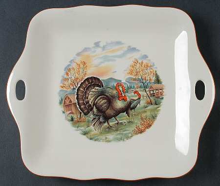Autumn Square Handled Cake Plate