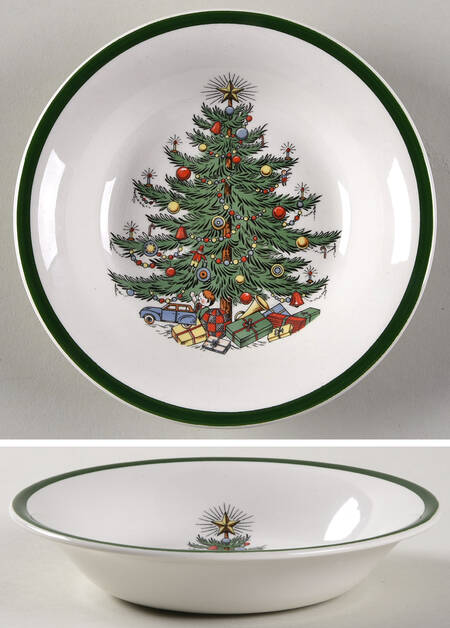 Christmas Tree (Wide Green Band) Fruit/Dessert (Sauce) Bowl