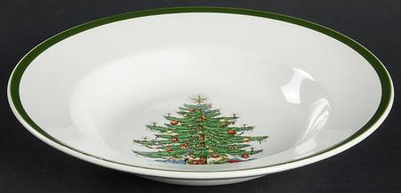 Christmas Tree (Wide Green Band) Rim Soup Bowl