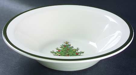 Christmas Tree (Wide Green Band) 9" Round Vegetable Bowl