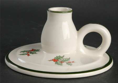 Christmas Tree (Wide Green Band) Handled Candleholder
