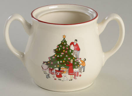 Family Christmas Sugar Bowl No Lid