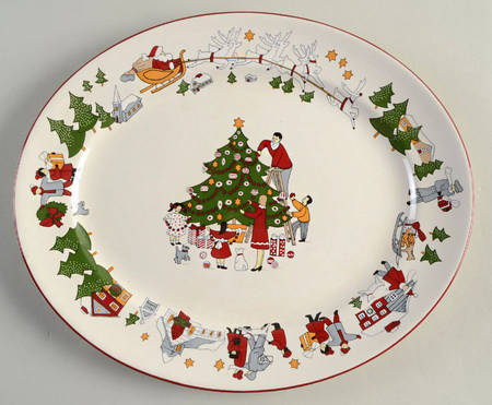 Family Christmas 11" Oval Serving Platter