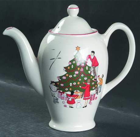 Family Christmas Coffee Pot & Lid