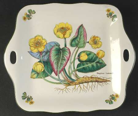 Florabunda (Smooth, Round) Square Handled Cake Plate