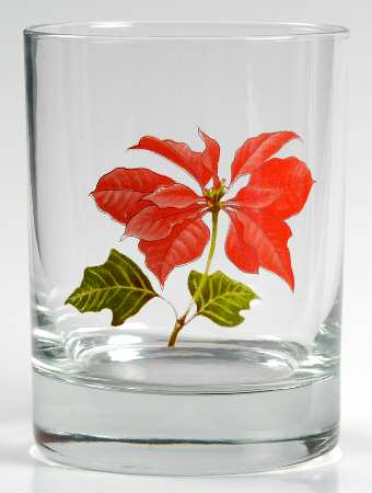 Poinsettia 12 Oz Glassware Double Old Fashioned