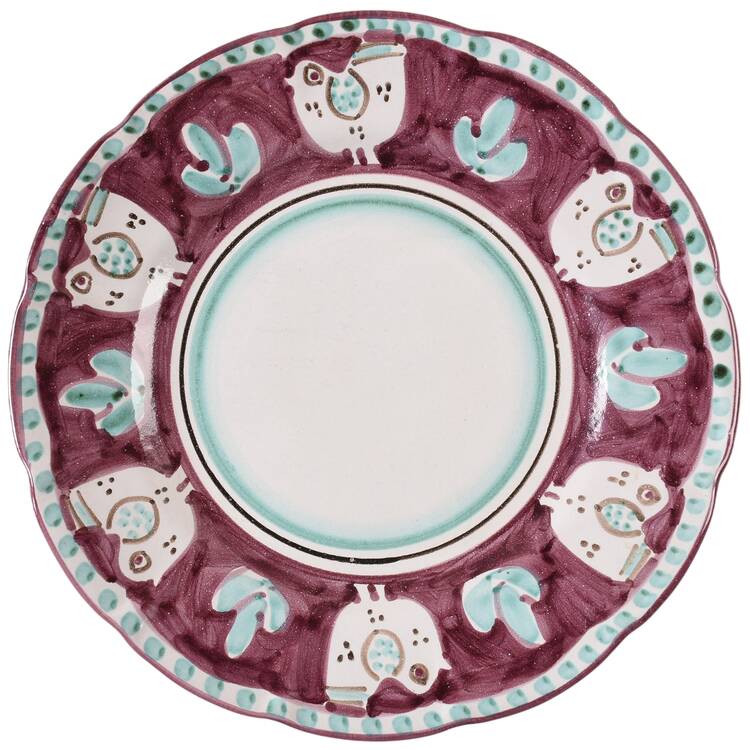 Campagna Chicken (Purple Border, Green Dots) Large Dinner Plate