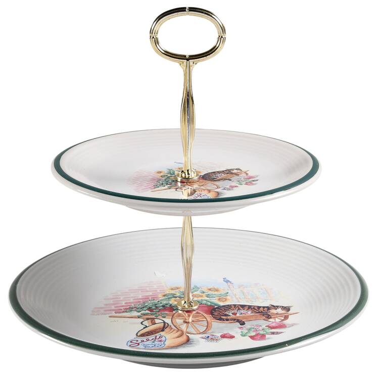 Cat Nap 6 5/8"-10"  2 Tiered Serving Tray (Dp, Sp) HC