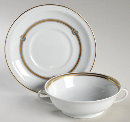 Ruban Or Flat Cream Soup Bowl & Saucer Set