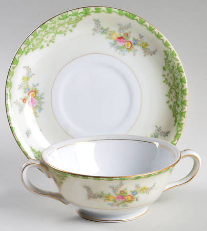CEB46 Footed Cream Soup Bowl & Saucer Set