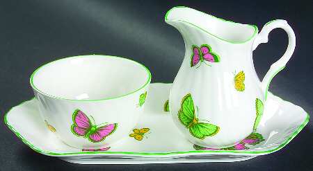 Butterfly Mini Creamer & Open Sugar with Tray