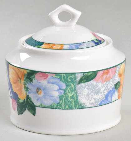 French Brocade Sugar Bowl & Lid