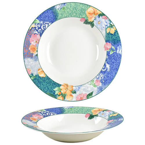 French Brocade Large Rim Soup Bowl
