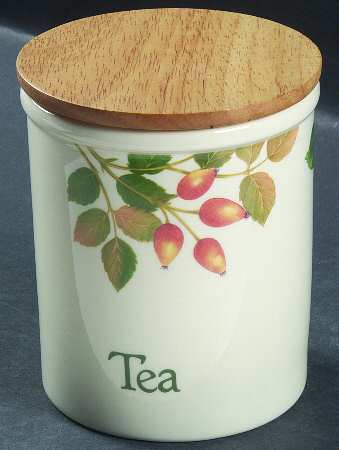Country Fruits Tea Canister & Wood Lid
