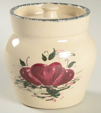 Burgandy Apple Sugar Bowl & Lid