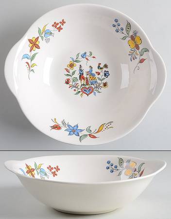 Dairy Maid (Iva Lure, Gold Trim) 9" Round Vegetable Bowl