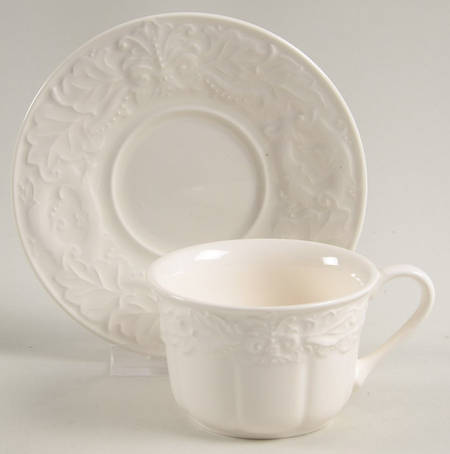 Country Chateau (All White) Flat Demitasse Cup & Saucer Set
