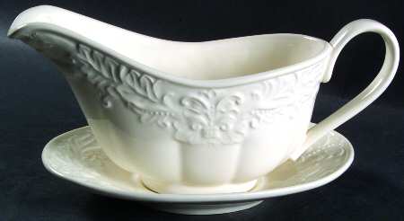 Country Chateau (All White) Gravy Boat & Underplate