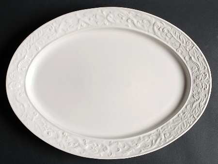 Country Chateau (All White) 15" Oval Serving Platter