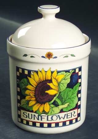 Sunflower (Checked Border) Small Canister & Lid