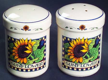 Sunflower (Checked Border) Stove Top Salt & Pepper Set