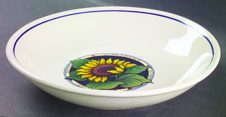 Sunflower (Checked Border) 9" Individual Pasta Bowl