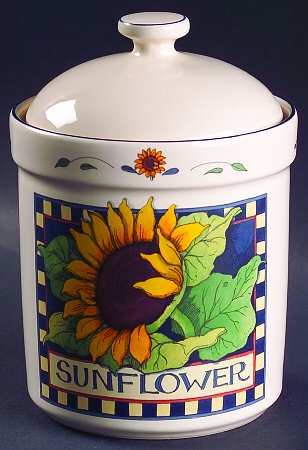 Sunflower (Checked Border) Medium Canister & Lid