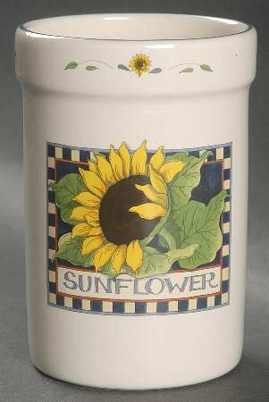 Sunflower (Checked Border) Utensil Holder