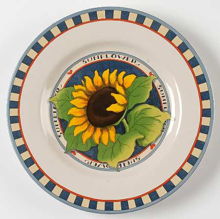 Sunflower (Checked Border) Luncheon Plate