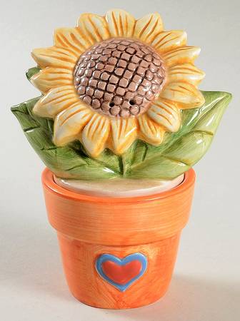 Sunflower (Checked Border) Stacking Figure Salt & Pepper Set