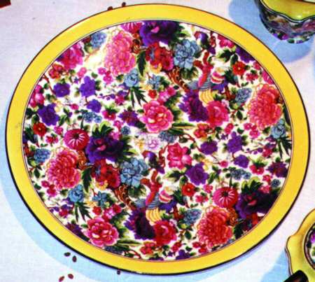 Purple Chintz (Yellow Band) Cake Plate