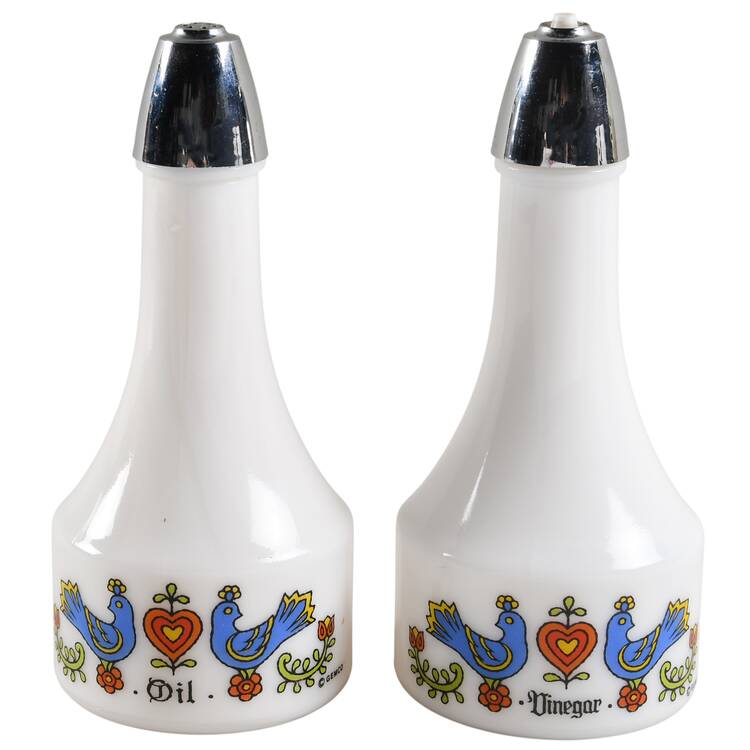 Country Festival Oil and Vinegar Shakers with Plastic Lids