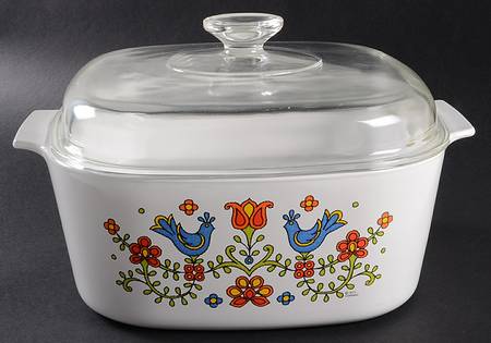 Country Festival 5 Quart Square Casserole with Glass Lid