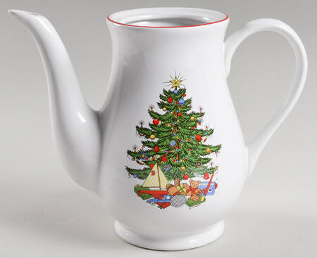 Christmas Tree White Coffee Pot No Lid