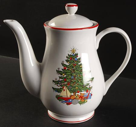 American Christmas Tree (White) Coffee Pot & Lid