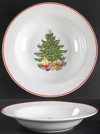American Christmas Tree (White) Rim Soup Bowl