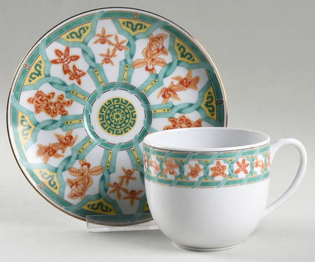 Ginkgo Vert Mocha Cup & Saucer Set