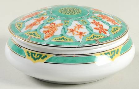 Ginkgo Vert Round Box & Lid