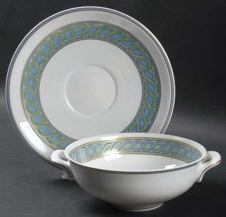 Torsada Footed Cream Soup Bowl & Saucer Set