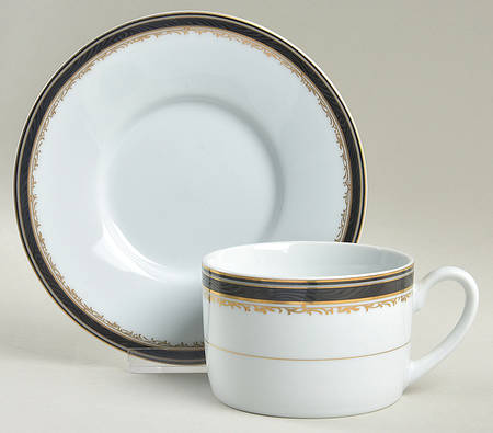 University Black Flat Cup & Saucer Set