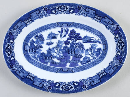 Blue Willow 9" Oval Serving Platter