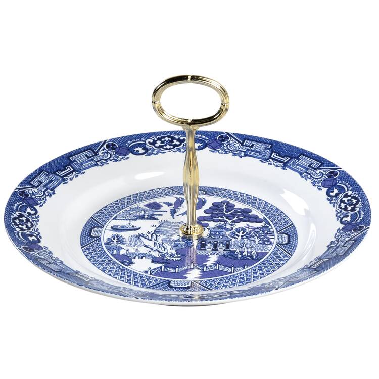Blue Willow Round Serving Plate with Center Handle (Dp) Hc