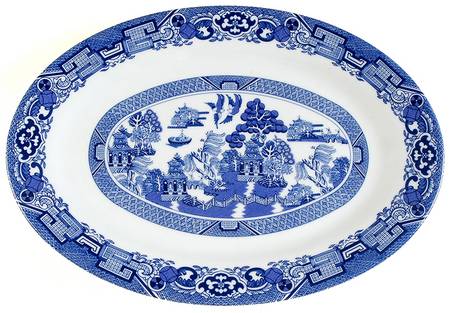 Blue Willow 14" Oval Serving Platter
