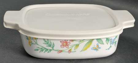 My Garden (Corelle) 1 Qt Square Casserole w/Glass or Plastic Lid