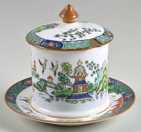 Ye Olde Willow Jam/Jelly & Lid W/Underplate