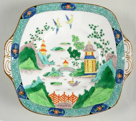 Ye Olde Willow Square Handled Cake Plate